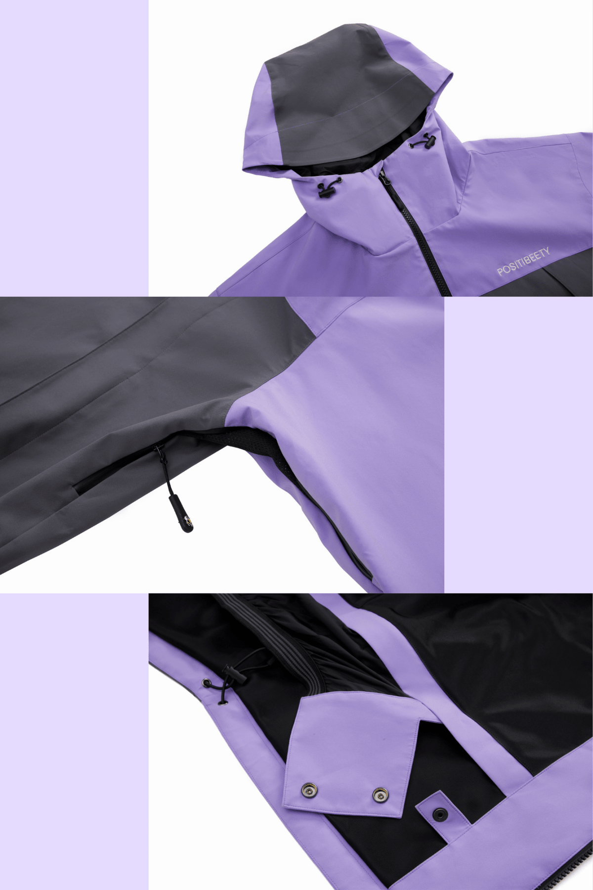 Positibeety 3L Purple Ski Snowboard Jacket