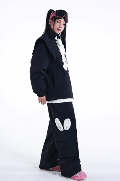 RenChill 3L Bunny Ear Two Pieces Snow Jacket and Pants Set
