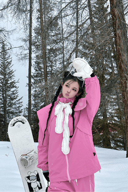RenChill 3L Bunny Ear Two Pieces Snow Jacket and Pants Set