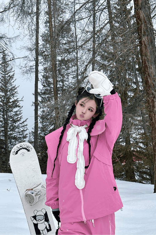 RenChill 3L Bunny Ear Two Pieces Snow Jacket and Pants Set