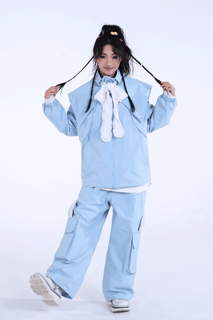 RenChill 3L Bunny Ear Two Pieces Snow Jacket and Pants Set