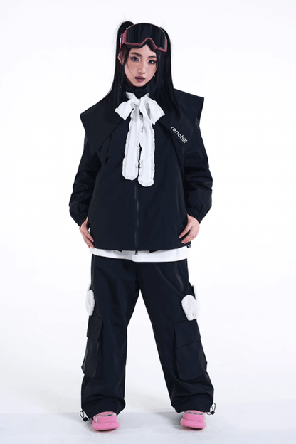 RenChill 3L Bunny Ear Two Pieces Snow Jacket and Pants Set