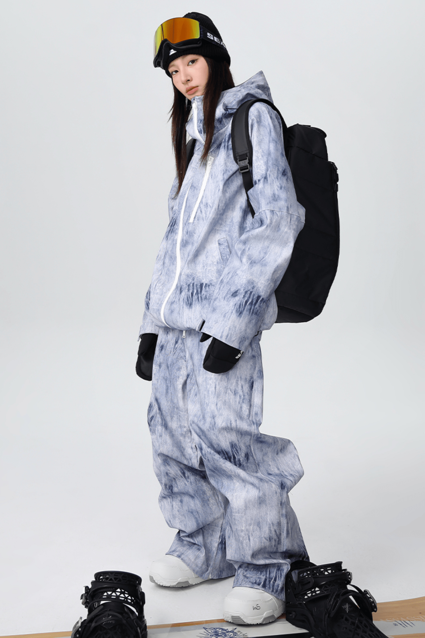 SEARIPE Loose-Fit Denim Snow Jacket and Pants Set Unisex