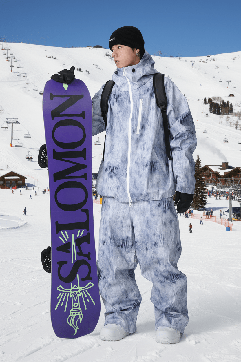 SEARIPE Loose-Fit Denim Snow Jacket and Pants Set Unisex