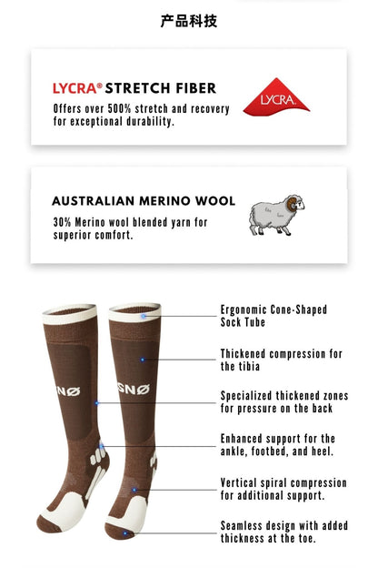 SNOSNO Women's Wool Ski Socks