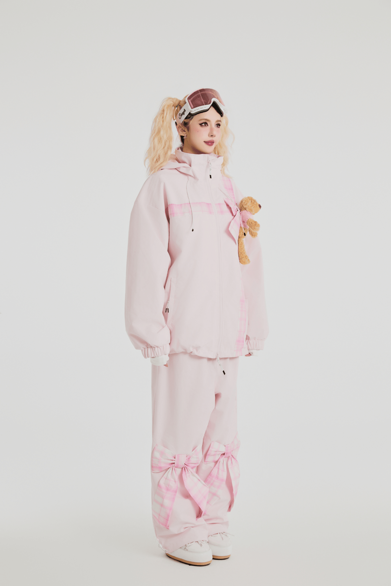 SwagLi Women's Teddy Bear Bow Jacket and Pants Set