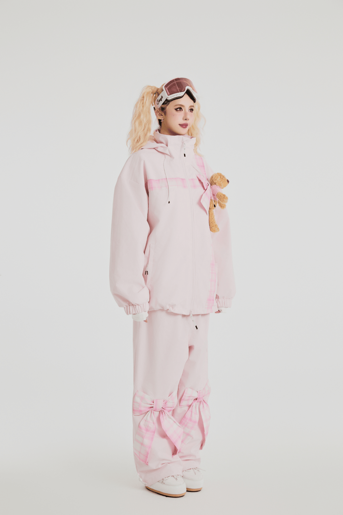SwagLi Women's Teddy Bear Bow Jacket and Pants Set