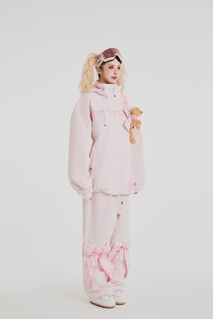 SwagLi Women's Teddy Bear Bow Jacket and Pants Set