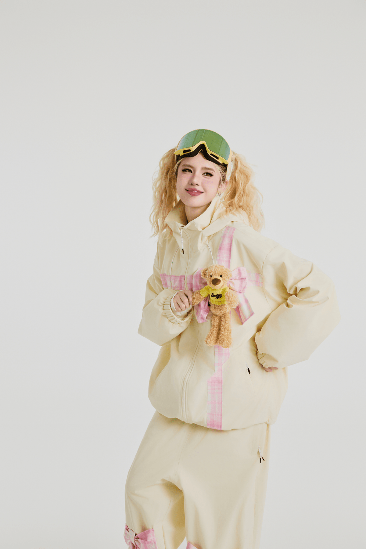 SwagLi Women's Teddy Bear Bow Jacket and Pants Set