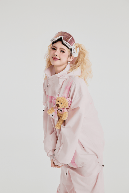 SwagLi Women's Teddy Bear Bow Jacket and Pants Set