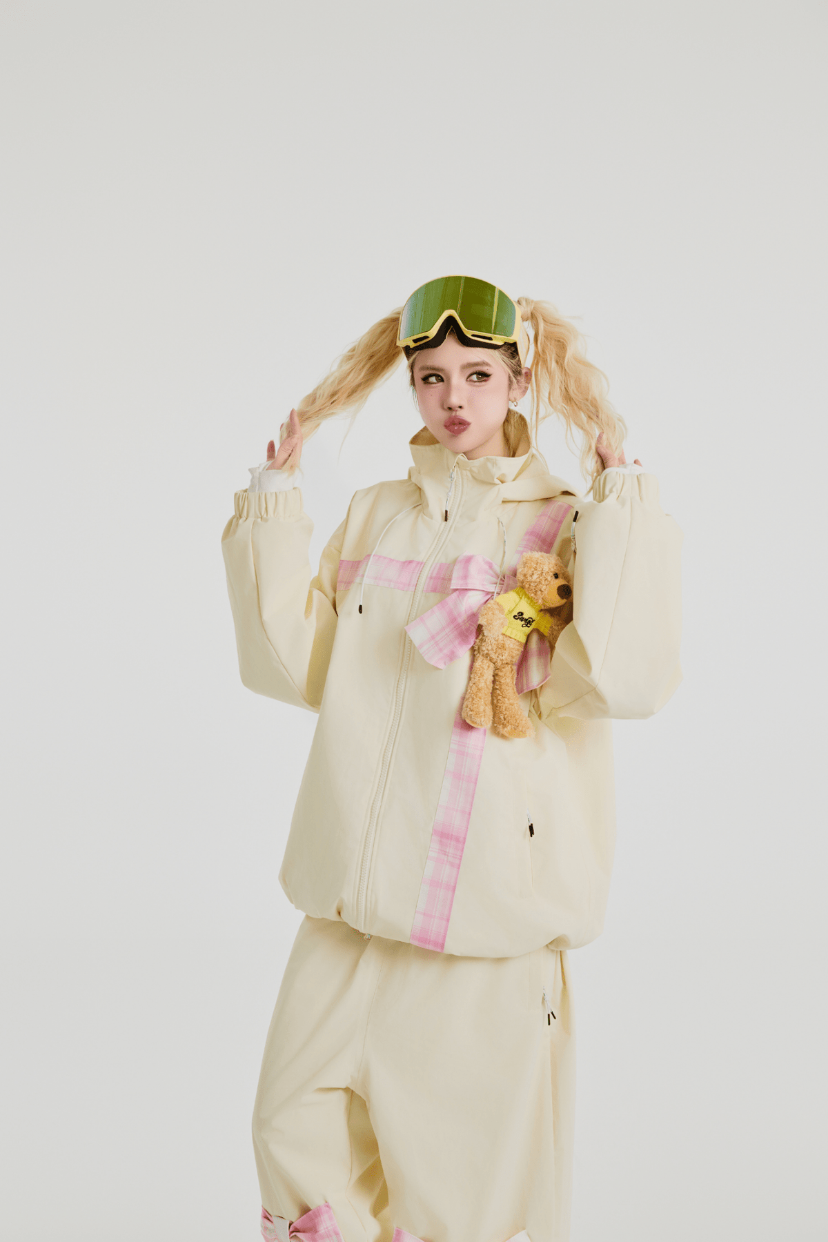 SwagLi Women's Teddy Bear Bow Jacket and Pants Set