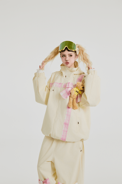 SwagLi Women's Teddy Bear Bow Jacket and Pants Set