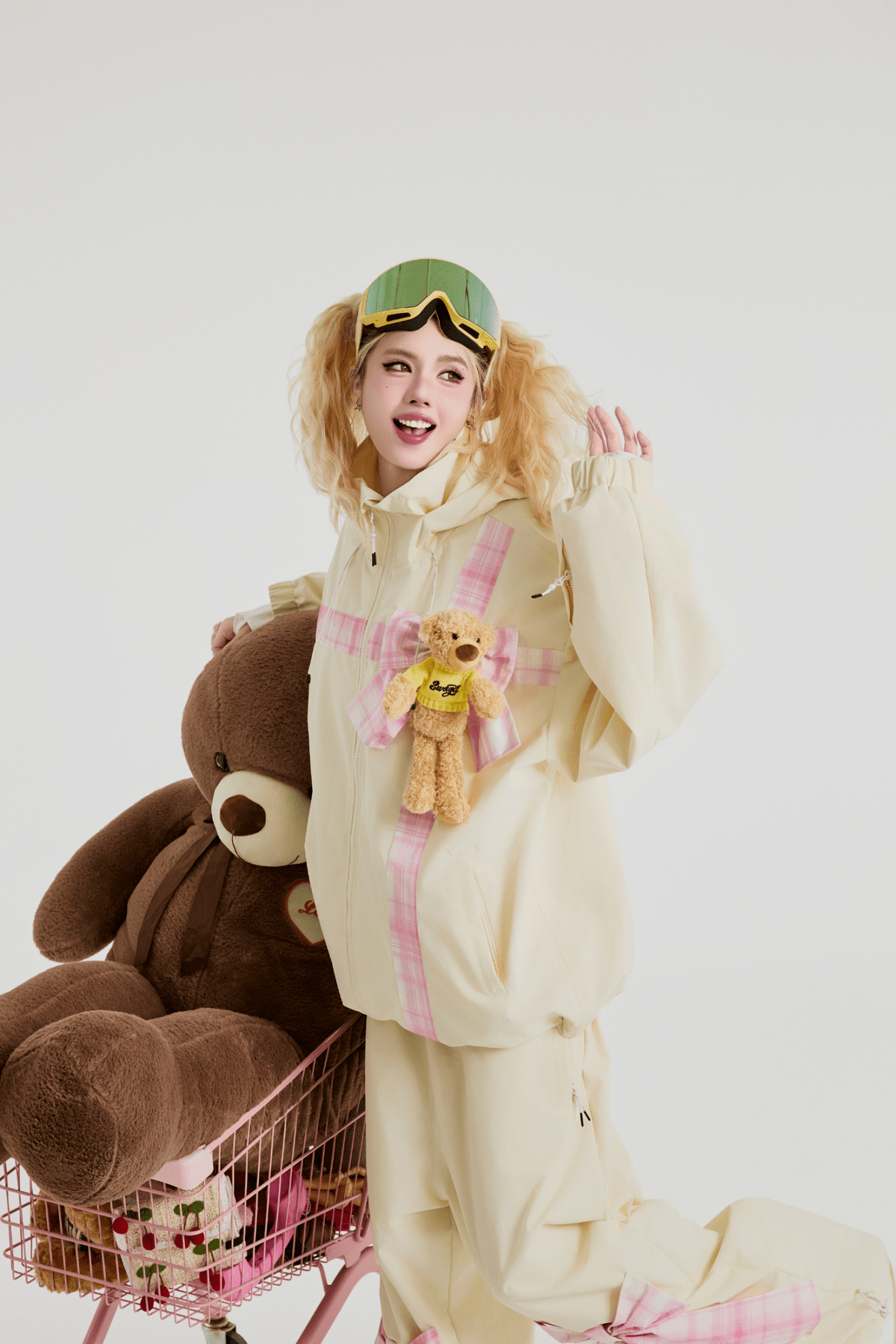 SwagLi Women's Teddy Bear Bow Jacket and Pants Set