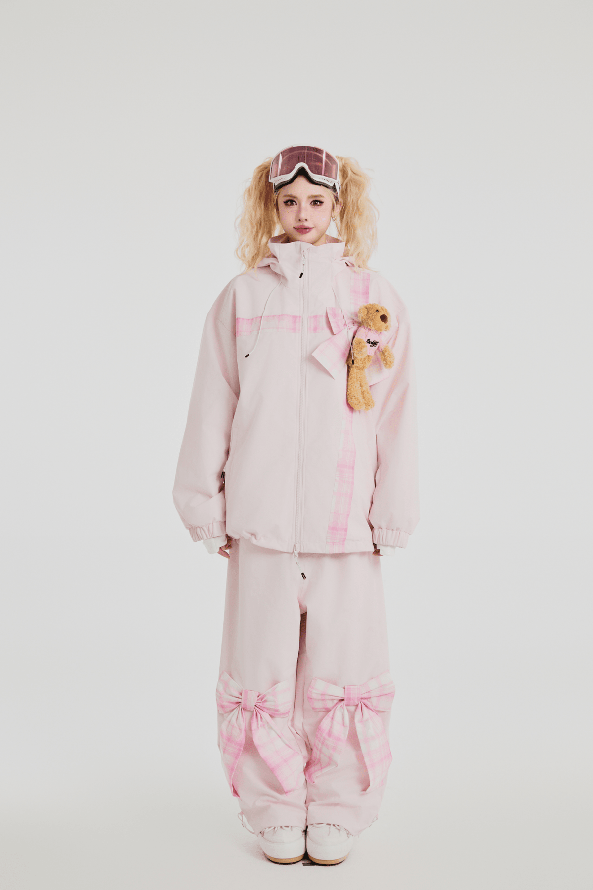 SwagLi Women's Teddy Bear Bow Jacket and Pants Set