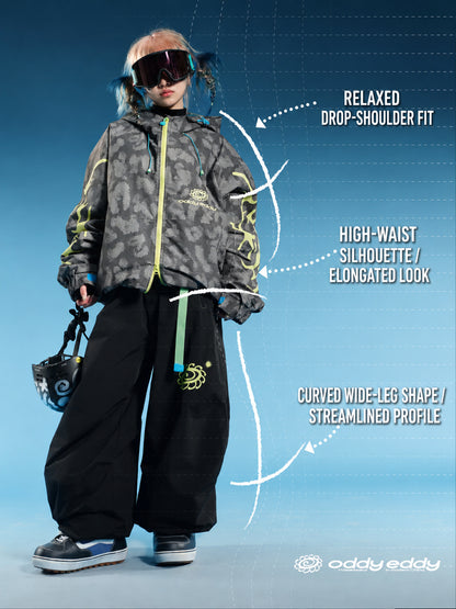 OddyEddy Thorn Grey Ski & Snowboard Jacket English fit and silhouette guide with natural model proportions