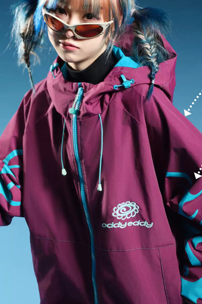 OddyEddy Thorn Purple Ski & Snowboard Jacket technical product detail close-up