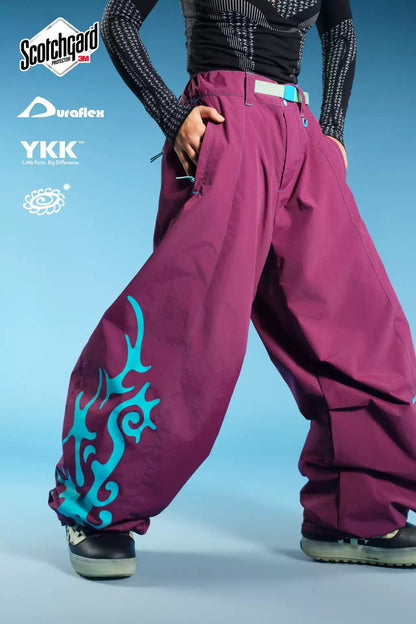 OddyEddy Thorn Purple Ski & Snowboard Pants styled view