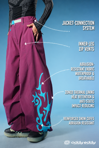 OddyEddy Thorn Purple Ski & Snowboard Pants English technical feature guide