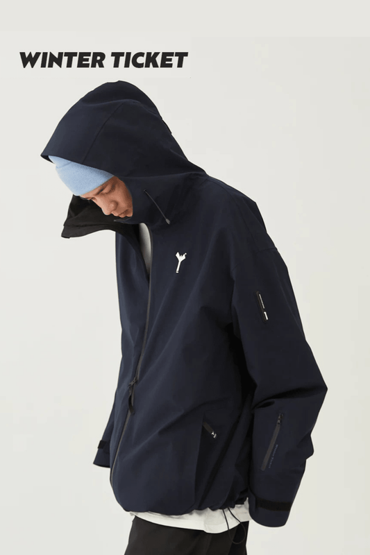 Winter Ticket 3L Freestyle Oversize Navy Blue Ski Jacket Unisex