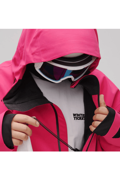 Winter Ticket 3L Freestyle Oversize Red Rose Ski Jacket Unisex