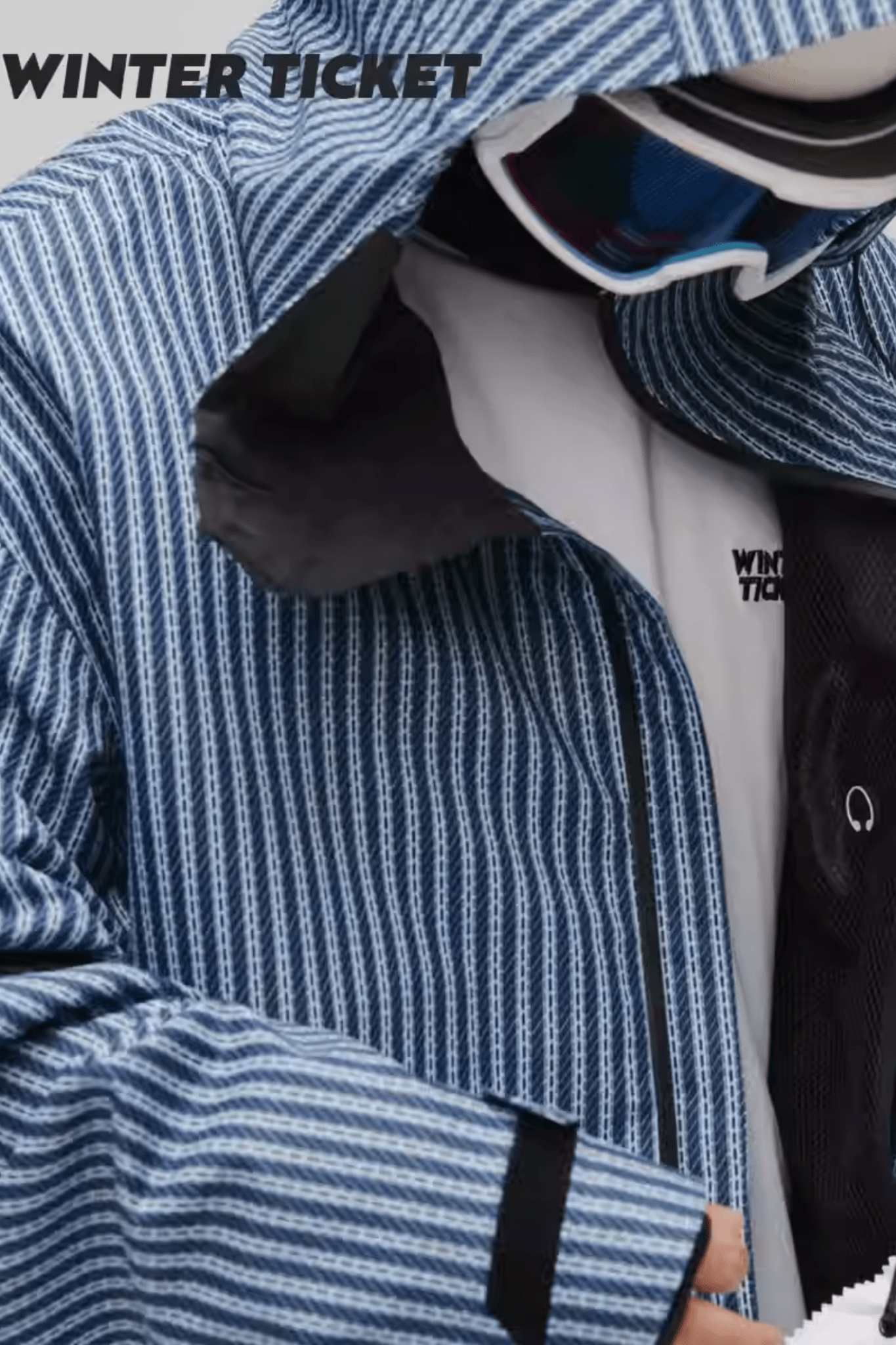 Winter Ticket 3L Freestyle Oversize Vertical Stripes Ski Jacket