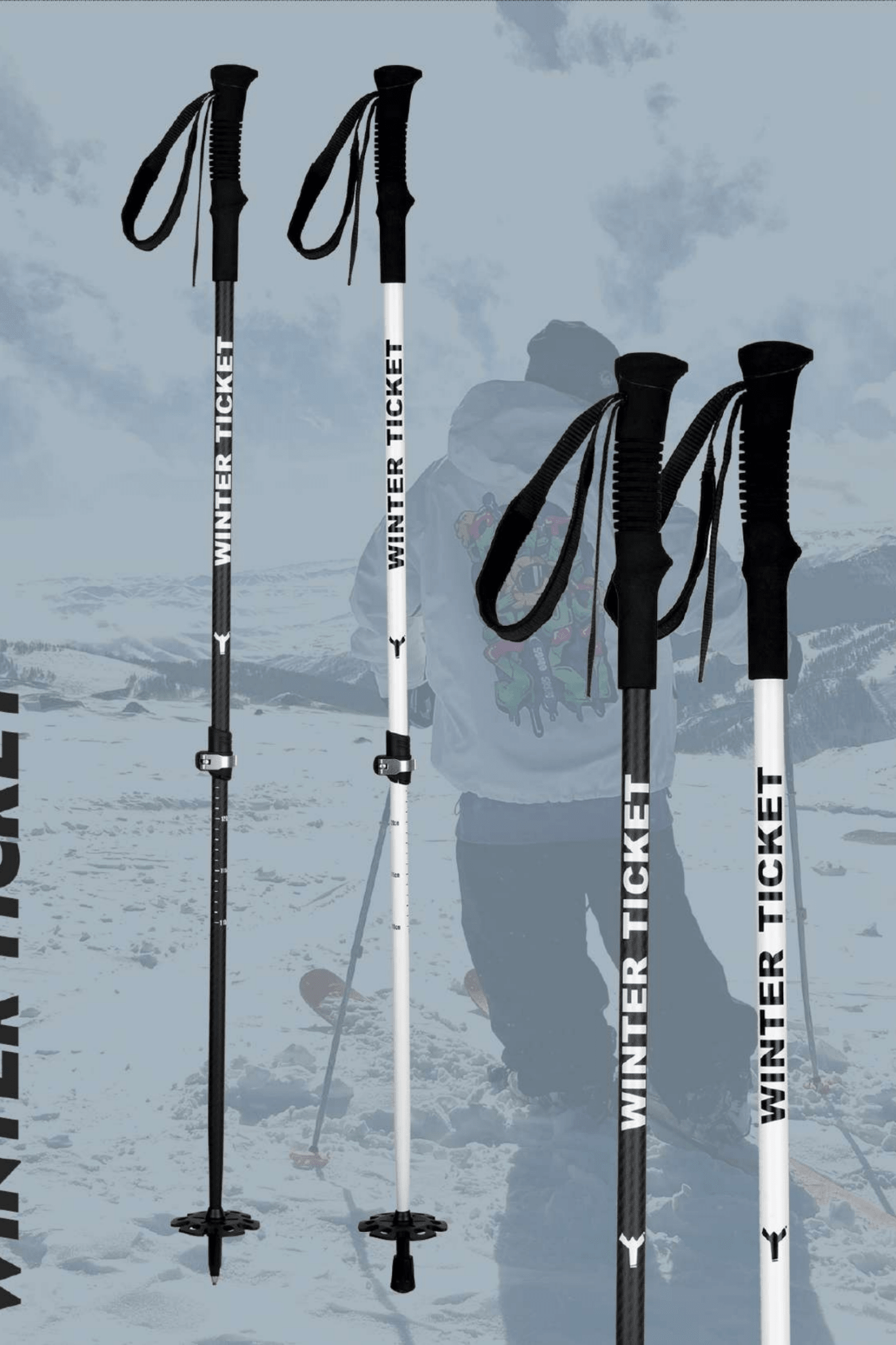 Winter Ticket Adjustable Carbon Ski Poles