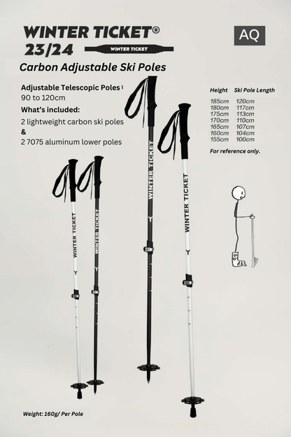Winter Ticket Adjustable Carbon Ski Poles
