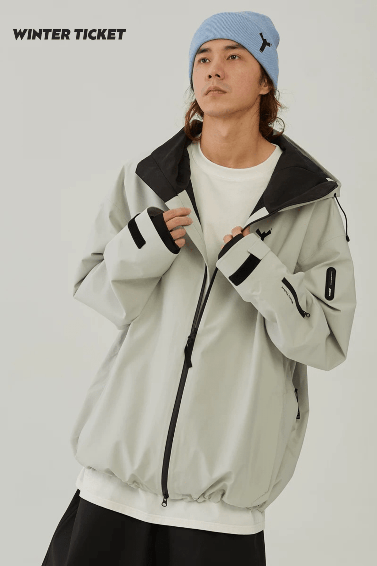 WinterTicket 3L Freestyle Oversize Mist Grey Ski Jacket