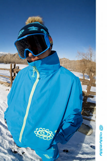 OddyEddy Zima Blue ski and snowboard jacket front view