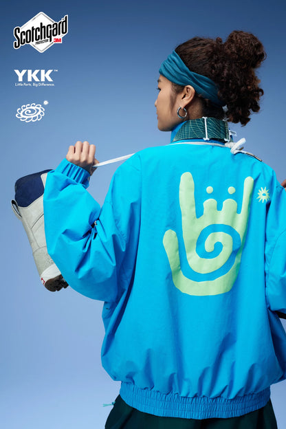 OddyEddy Zima Blue ski and snowboard jacket back view